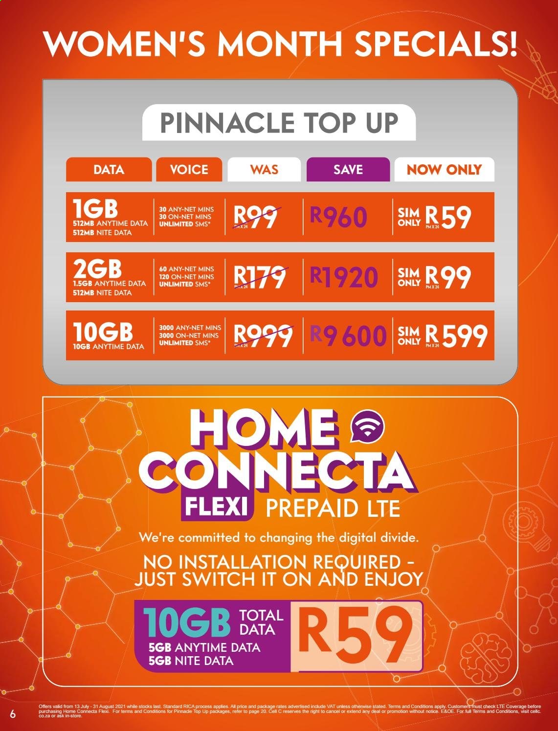 Cell C specials - 07.13.2021 - 08.31.2021. 
