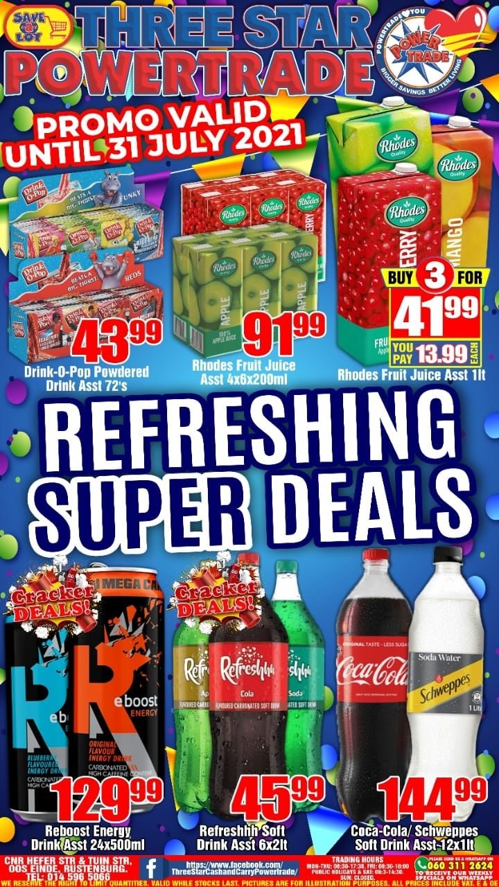 Three Star Cash and Carry specials - 07.26.2021 - 07.31.2021. 