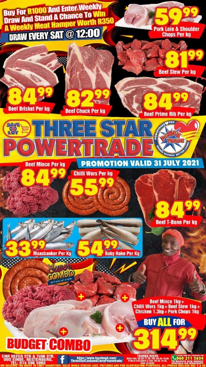 Three Star Cash and Carry specials - 07.27.2021 - 07.31.2021. 