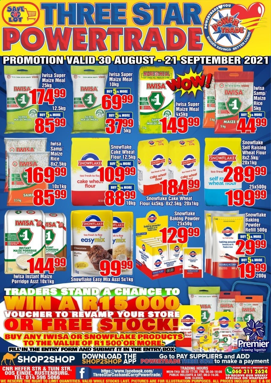 Three Star Cash and Carry specials - 08.30.2021 - 09.21.2021. 