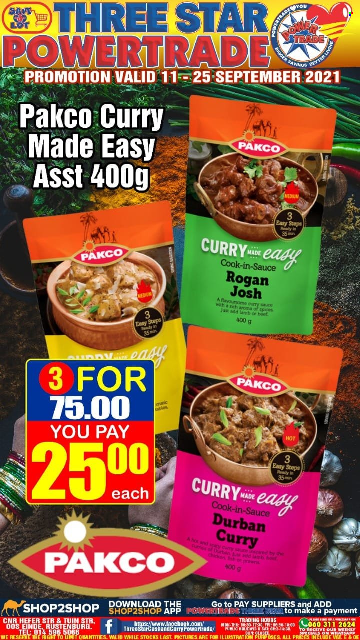 Three Star Cash and Carry specials - 09.11.2021 - 09.25.2021. 