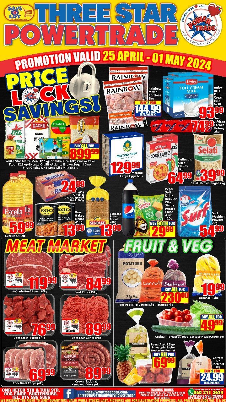 Three Star Cash and Carry specials - 04.25.2024 - 05.01.2024. 