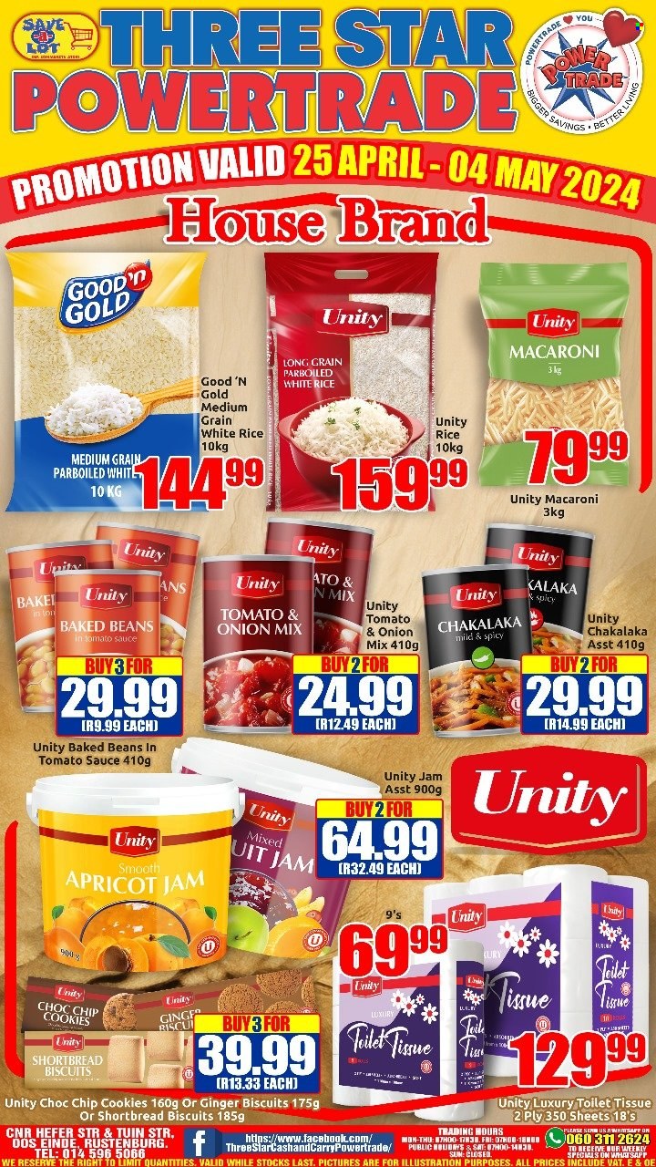 Three Star Cash and Carry specials - 04.25.2024 - 05.04.2024. 