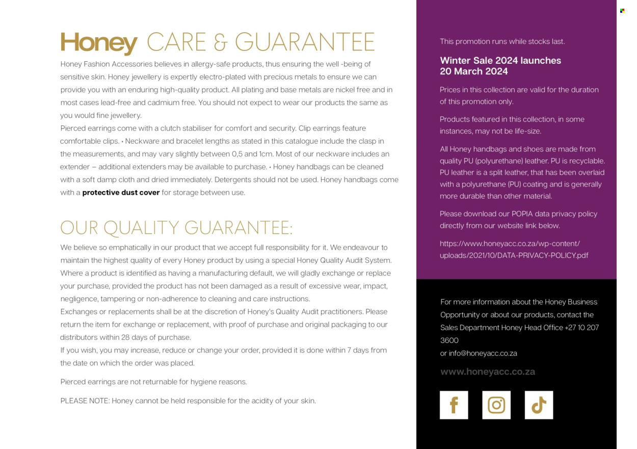 Honey specials. 