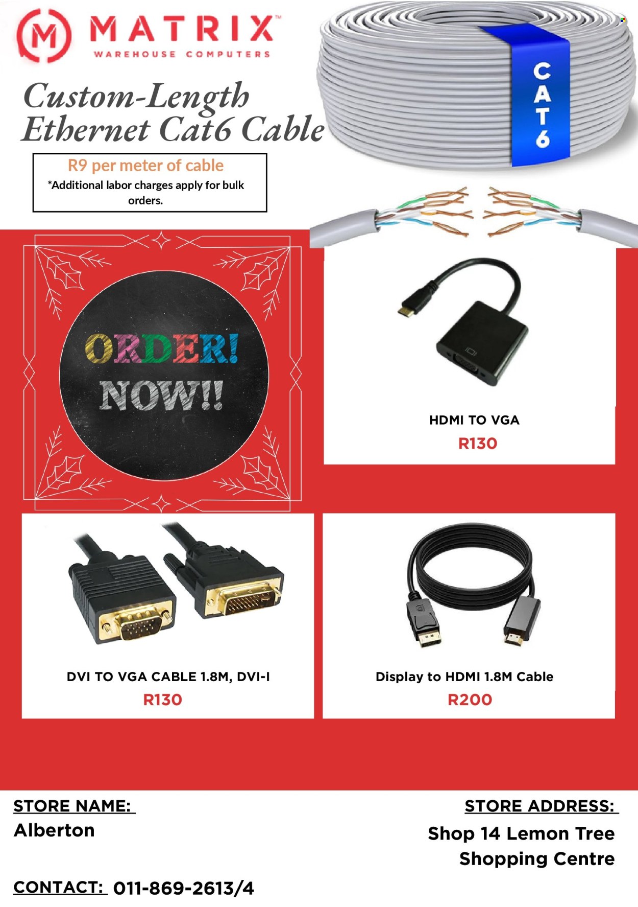 Matrix Warehouse specials. 