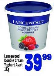 Lancewood Double Cream Yoghurt Assrt 1Kg