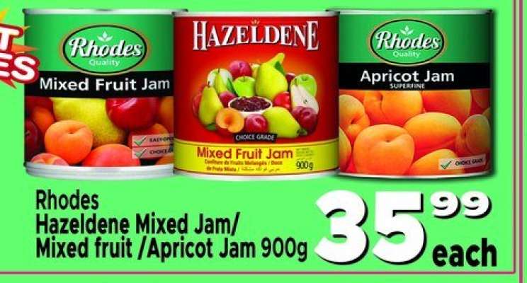 Rhodes Hazeldene Mixed Jam/Mixed fruit/Apricot Jam 900g