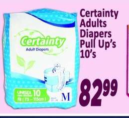 Certainty Adults Diapers Pull Up's 10's