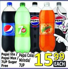 Pepsi lite / Pepsi Max / 7UP Sugar Free / Pepsi Cola / Mirinda / 7UP