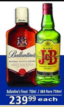 Ballantine’s Finest 750ml / J&B Rare 750ml