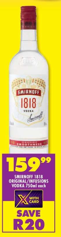 SMIRNOFF 1818 ORIGINAL/INFUSIONS VODKA 750 ml