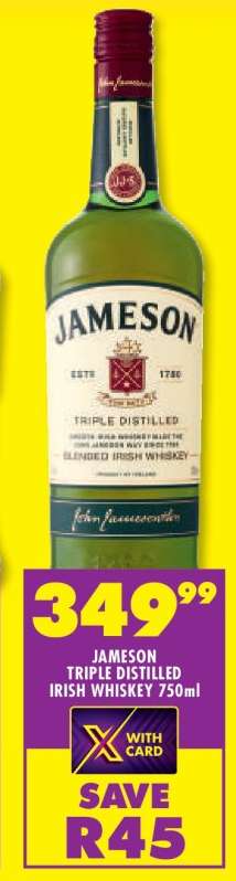 Jameson Triple Distilled Irish Whiskey 750ml