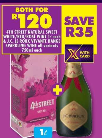 4th Street Natural Sweet White/Red/Rose Wine & J.C. Le Roux Vivante Range Sparkling Wine