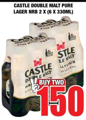 CASTLE DOUBLE MALT PURE LAGER NRB 2 X (6 X 330ML)