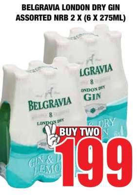 BELGRAVIA LONDON DRY GIN ASSORTED NRB 2 X (6 X 275ML)