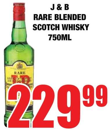 J & B RARE BLENDED SCOTCH WHISKY 750ML