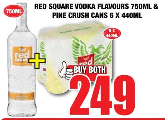 RED SQUARE VODKA FLAVOURS 750ML & PINE CRUSH CANS 6 X 440ML