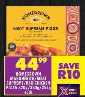 HOMEGROWN MARGHERITA/MEAT SUPREME/BBQ CHICKEN PIZZA 320g/350g/355g