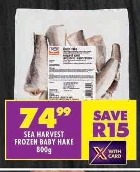 SEA HARVEST FROZEN BABY HAKE 800g