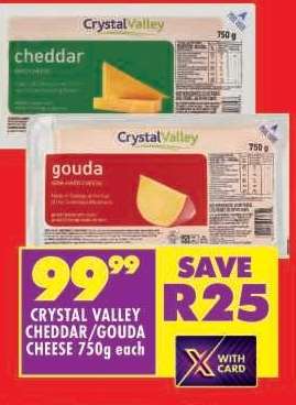 CRYSTAL VALLEY CHEDDAR/GOUDA CHEESE 750g