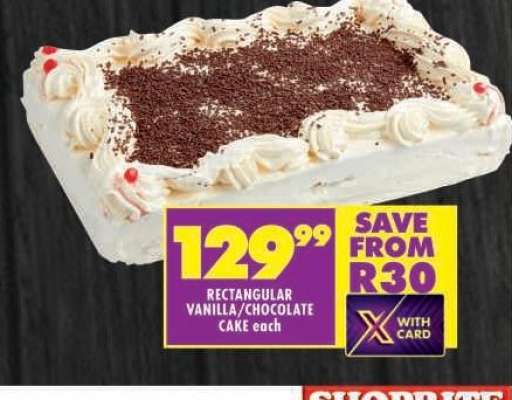 RECTANGULAR VANILLA/CHOCOLATE CAKE