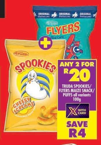 TRUDA SPOOKIES/FLYERS MAIZE SNACK/PUFFS