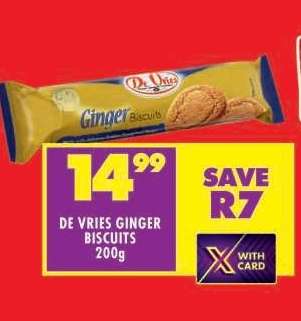 De Vries Ginger Biscuits 200g