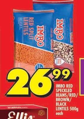 IMBO RED SPECKLED BEANS/RED/BROWN/BLACK LENTILS 500g