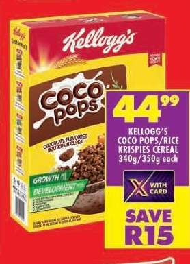 Kellogg's Coco Pops/Rice Krispies Cereal 340g/350g