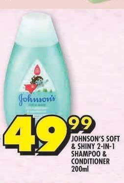JOHNSON'S SOFT & SHINY 2-IN-1 SHAMPOO & CONDITIONER 200ml