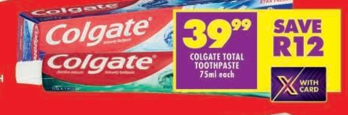 COLGATE TOTAL TOOTHPASTE 75ml each