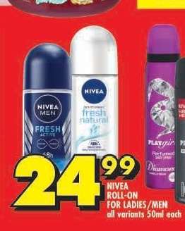 NIVEA ROLL-ON FOR LADIES/MEN