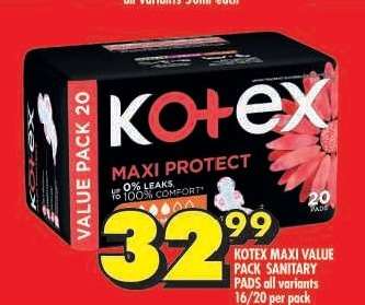 KOTEX MAXI VALUE PACK SANITARY PADS