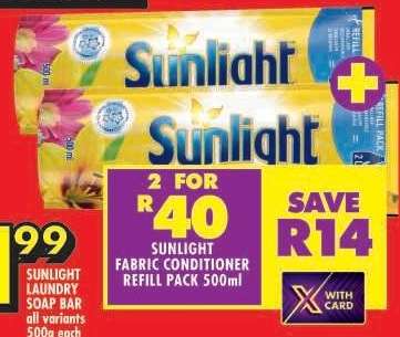 SUNLIGHT FABRIC CONDITIONER REFILL PACK 500ml