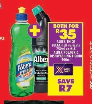 Albex Thick Bleach & Albex Polargic Dishwashing Liquid