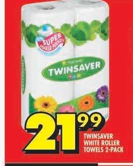 TWINSAVER WHITE ROLLER TOWELS 2-PACK