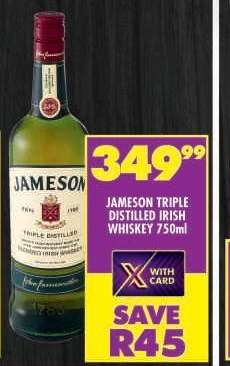Jameson Triple Distilled Irish Whiskey 750ml