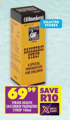 VIRATA HEALTH SACCHEROI PAEDIATRIC SYRUP 100ml