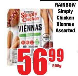 RAINBOW Simply Chicken Viennas Assorted