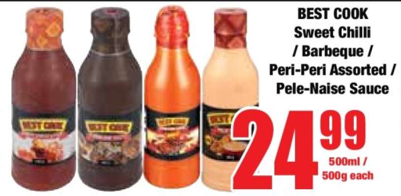 BEST COOK Sweet Chilli / Barbeque / Peri-Peri Assorted / Pele-Naise Sauce