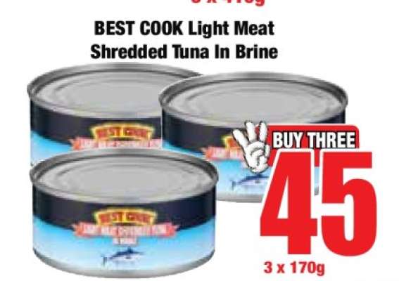 BEST COOK Light Meat Shredded Tuna In Brine