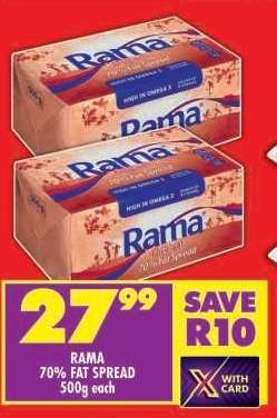 RAMA 70% FAT SPREAD 500g each