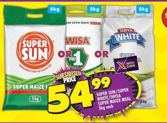 SUPER SUN/SUPER WHITE/IWISA SUPER MAIZE MEAL 5kg each