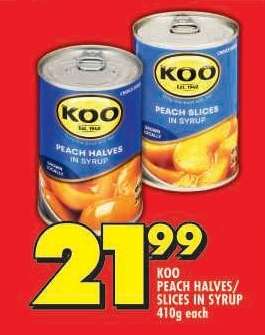 KOO PEACH HALVES / SLICES IN SYRUP