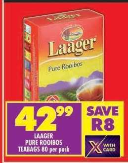 LAAGER PURE ROOIBOS TEABAGS 80 per pack