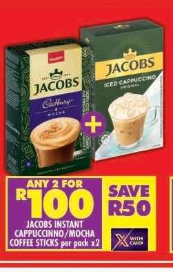 Jacobs Instant Cappuccino/Mocha Coffee Sticks per pack x2