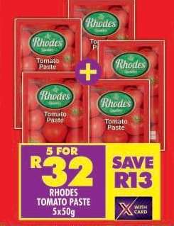 RHODES TOMATO PASTE 5x50g