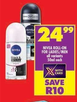 NIVEA ROLL-ON FOR LADIES/MEN