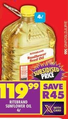 RITEBRAND SUNFLOWER OIL 4ℓ