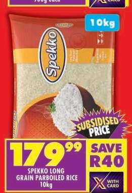 Spekko Long Grain Parboiled Rice 10kg